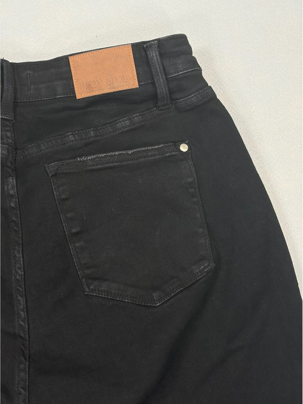 Judy Blue Black Crossover Asymmetrical Waistband Dad Jeans Size 16W Stretch - Picture 14 of 16
